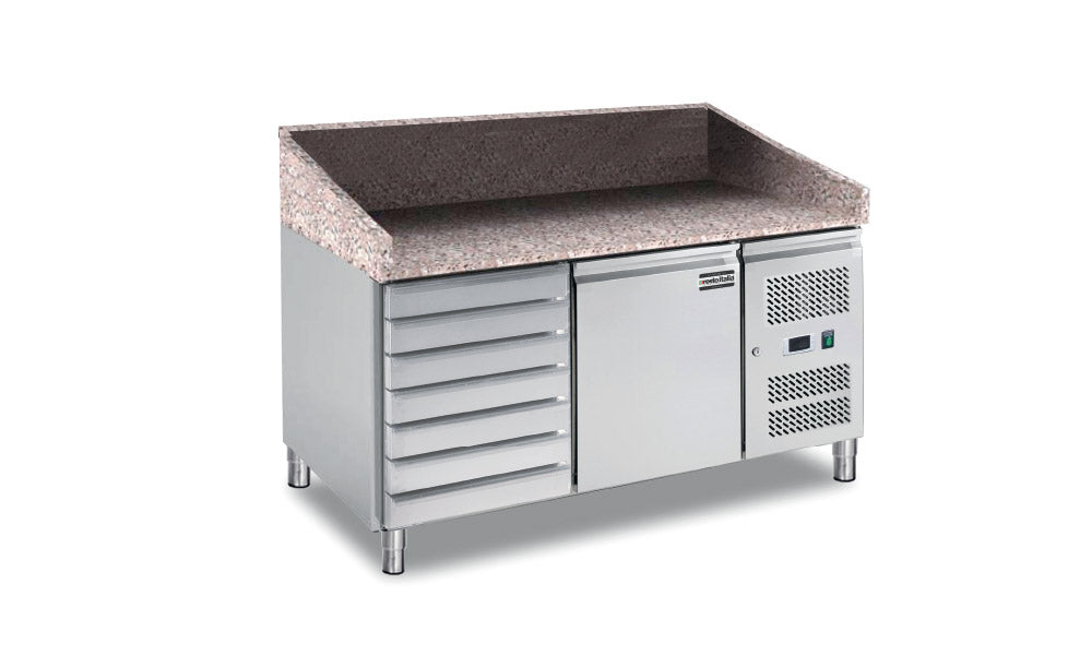 Banco pizza refrigerato ventilato sportello+cassetti